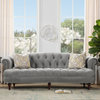 La Rosa Victorian Chesterfield Tufted Sofa, Opal Grey Velvet