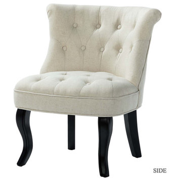 Jane Uphlostered Ottoman Accent Chair, Beige