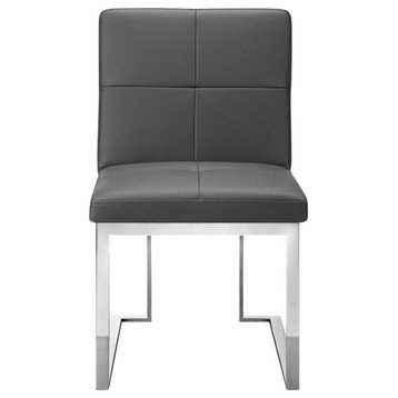 Bona Side Chair, Gray, Polished Stainless Steel