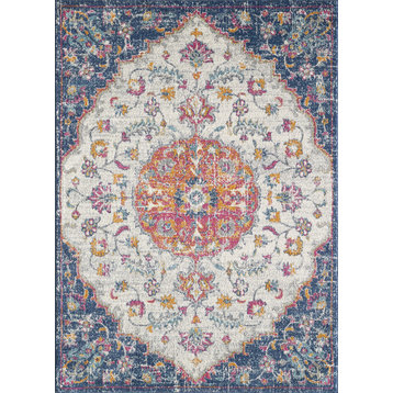 KAS Evolution 5101 Farrah Traditional Rug, Ivory and Navy, 9'0"x12'0"