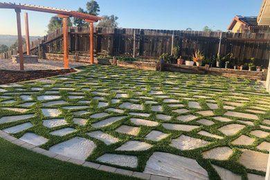 Flagstone and Artificial turf