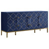 Iside 65" Lacquer With Gold Accents Sideboard, Blue