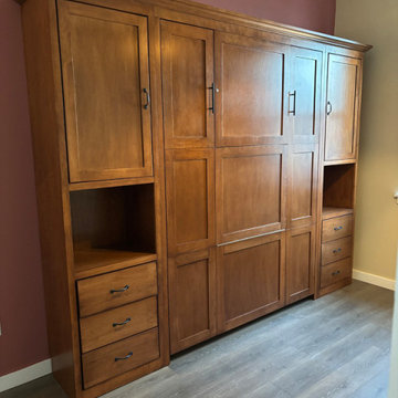 Shaker Queen Murphy Wall Bed with Hidden Fold Down Panel Desk