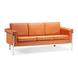 Contemporary Leatherette Sofa-Terracotta - Products