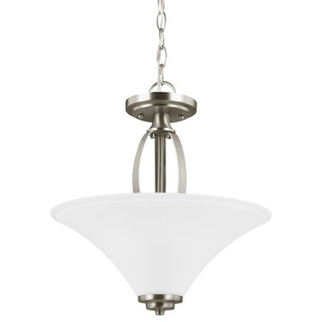 Sea Gull Lighting 2-Light Semi-Flush Convertible Pendant, Brushed Nickel