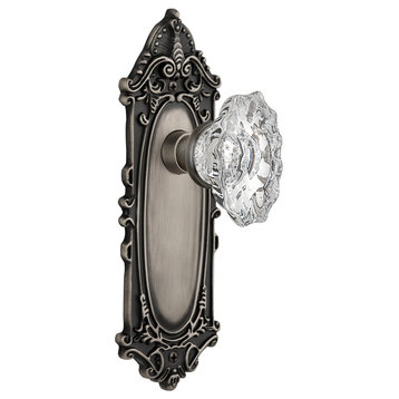 Victorian Plate Privacy Chateau Knob, Antique Pewter