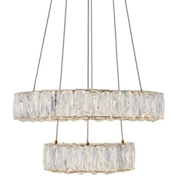 Elegant Lighting 3503G18 Monroe 2 Light 18"W LED Crystal Ring - Gold