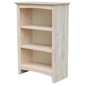 Traditional Bookcase Rubberwood, 36 Inch Wide Wood Bookcase