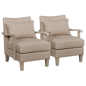 Furniture of America Ciela Faux Leather Accent Chair in Beige (Set of 2)