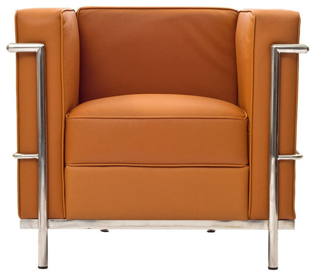 Contemporary Armchairs And Accent Chairs Le Corbusier Lc2 Arm Chair in Genuine Tan Leather
