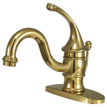 Kingston Brass Single-Handle Bathroom Faucet With Pop-Up Drain, Polished Brass