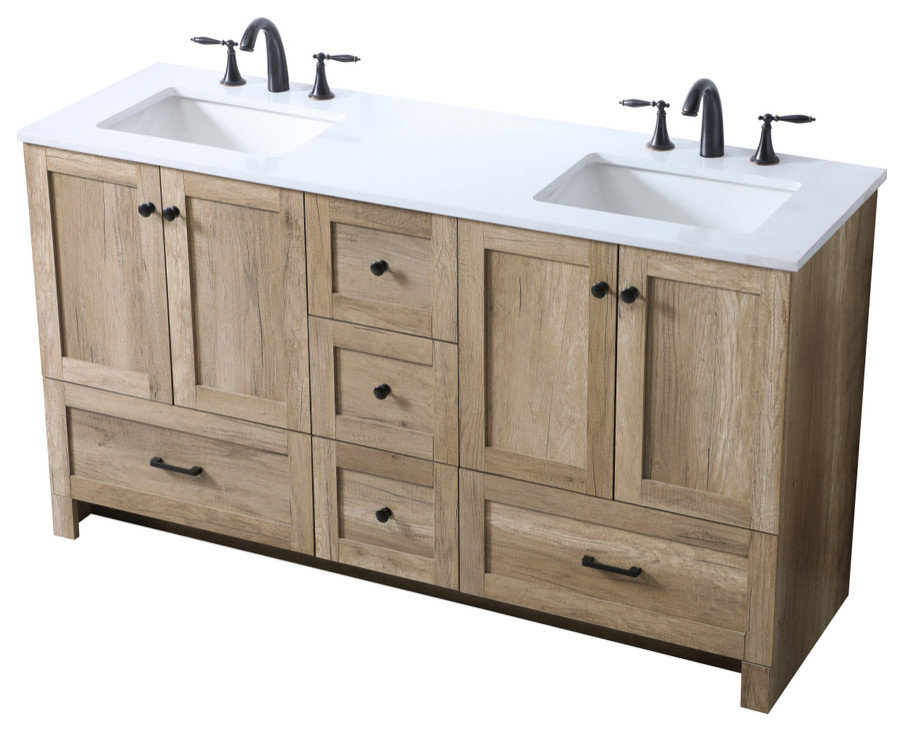 60" Double Bathroom Vanity, 60 - Farmhouse - Bathroom Vanities And Sink ...