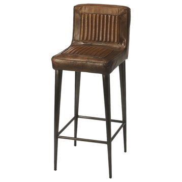 Maxwell Genuine Leather Bar Stool, Brown