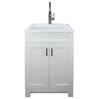 Transolid 25-in Laundry Cabinet with Acrylic Sink and High Arc Faucet in White