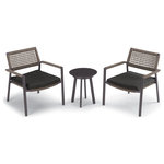 Oxford Garden - Eiland 3-Piece Club Chairs and Table Chat Set, Pepper - Eiland is as practical as it is beautiful. With a subtle, sophisticated look, this collection will complement a variety of spaces. It is ideally suited for outdoor applications with its low-maintenance, durable materials. The open weave of the seating using PVC coated polyester is surprisingly comfortable and light, yet durable and sturdy, even in windy conditions.
