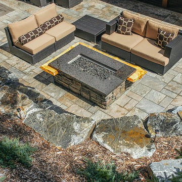 Stone Seating Area & Fire Table