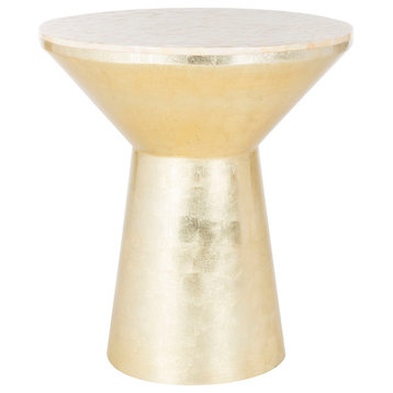 Safavieh Fae Mosaic Top Round Side Table, Pink Champagne/Gold