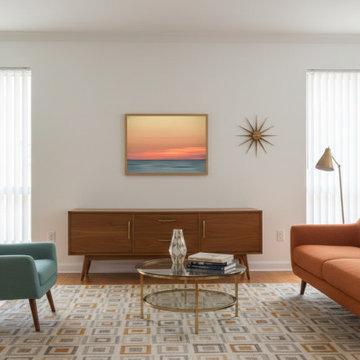 Abstract Color Blend Ocean Sunset Mid-Century Modern Style Artwork