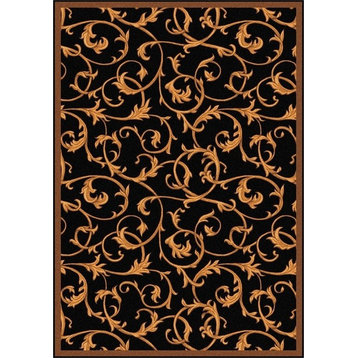 Joy Carpets Any Day Matinee, Theater Area Rug, Acanthus, 3'10"X5'4", Black