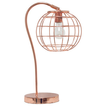 Elegant Designs Caged In Metal Table Lamp, Rose Gold
