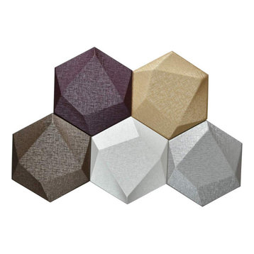 Decorative Peel and Stick Tiles Hexagon Faux Leather Mosaic, 20 Pieces, Multi
