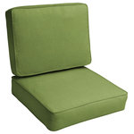 Mozaic Company - Sunbrella Spectrum Cilantro Outdoor Corded Cushion Set, 22 in x 22 in - Lovely shade shows off a tasteful style, adding style to this outdoor chair cushion set. Optimize the look of a custom designed grouping with a comfortable and long-lasting cushion set filled with pure recycled fiber and wrapped in weather and sun-resistant outdoor fabric. Each seat removes for spot cleaning through a zippered enclosure. Bring this outdoor chair cushion set inside and let its lovely shade help décor in a casual space stand out.