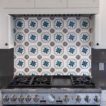 A Backsplash of Salamanca Cement Tiles Livens A Simple Kitchen