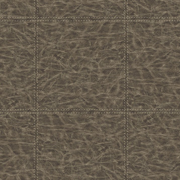 Study Check Brown Leather Wallpaper Bolt