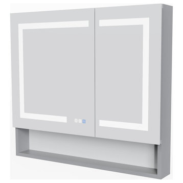 Modern LED Mirror Medicine Cabinet With 3-Touch Switches, Aluminum Natural Color Oxidation