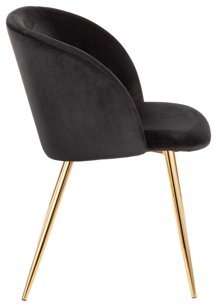 Fran Chair, Gold Metal, Set of 2, Black Velvet