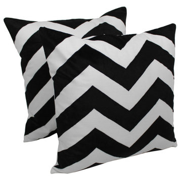 Blazing Needles Indian Chevron Throw Pillow in Black and Ivory (Set of 2)