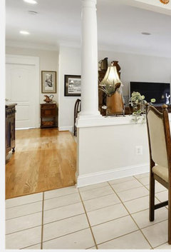 Contrasting wood floors next to each other? The contrast between a kitchen tile floor and hardwood floor next to each other can create a visually interesting and dynamic look in a space. The combination of the different textures and colors of the two flooring materials can add depth and dimension to the room, while also allowing for easy transitions between different areas of the home.