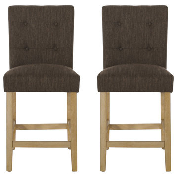 Dellroy Contemporary Fabric Button Tufted 26" Counter Stools, Set of 2