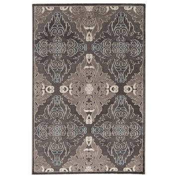 Linon Juncture Medallions Power Loomed Chenille Polyester 5'x8' Rug in Blue