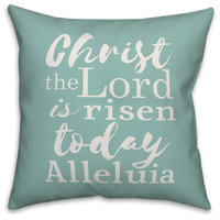 Christ the Lord is Risen White Script 18x18 Throw Pillow