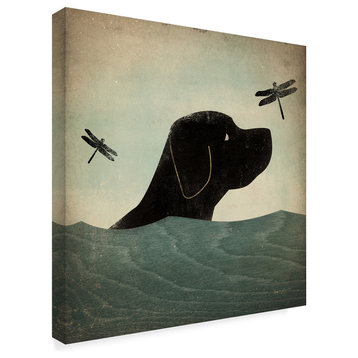 Ryan Fowler 'Black Dog Swim' Canvas Art