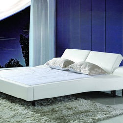 MODREST 382 MODERN WHITE BONDED LEATHER BED - Bedroom Furniture Sets