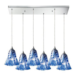 Elk Lighting - Elk Lighting 31342/6RC Vestido 6-Light Pendant, Blue - Pendant Lighting