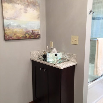 Transitional Bathroom Remodel with Accent Tiling