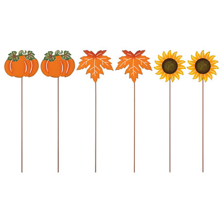 18"H Fall Pumpkin Yard Stake, 6-Piece Set