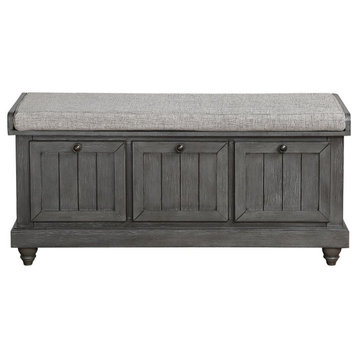 Lexicon Woodwell Wood Storage Bench in Dark Gray