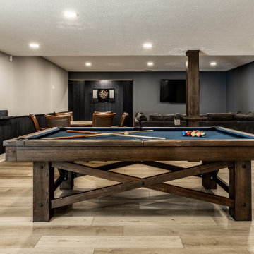 Modern Basement Remodel with Wet Bar, Game Area & Home Theater