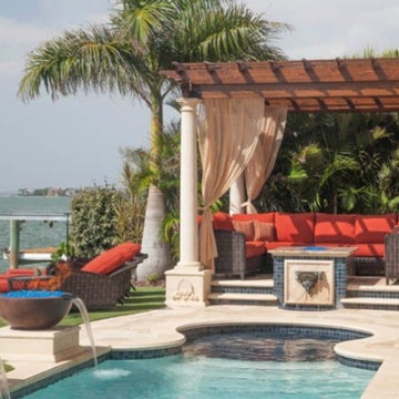 Florida Residence Waterline, Spa, and Fountain Glass Tile