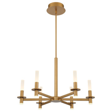 6 Light LED Chandelier, Coffee Gold