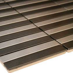 Silver and Black Stainless Steel Straight Pattern Mosaic Tiles - Home Accessories & Decor