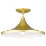 Livex Lighting - Livex Lighting Waldorf 1-Light Soft Gold Semi-Flush With Polished Brass Accents - The distinctive shape of this soft gold semi-flush makes it a wonderful accent for a contemporary home. Inside the shade is a shiny white lining which gives the light a warm tone.