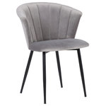 Armen Living - Lala Contemporary Dining Chair, Black Powder Coated and Gray Velvet - The Armen Living Lala contemporary dining chair features a uniquely textured tall back that is not only soft to the touch, but exceptionally supportive as well. The Lala's Black Powder Coated finish steel frame is impressive to behold and assures both durability of design and longevity. The chair's armless frame allows for a wide variety of furnishing possibilities around the home. The Lala's Fabric upholstered seat is padded with plush foam, providing you with a comfortable and relaxing dining experience. The chair's legs include rubber nibs that assure that the chair will not damage floors, even when dragged. The impressive Lala is available in your choice of Blue or Grey Fabric upholstery.