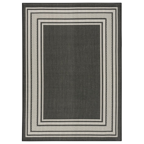 Nourison Horizon Indoor/Outdoor 4' x 6' Black Modern Rug