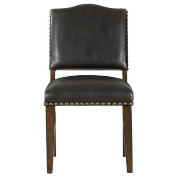 Denver Brown Faux Leather Dining Chair with Nail Heads - Set of 2