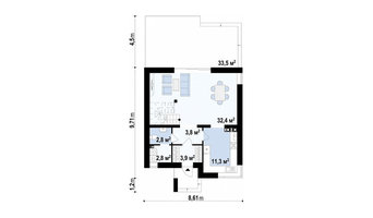 Классический двухэтажный коттедж с фасадами из кирпича.Планировка 1 этажа
